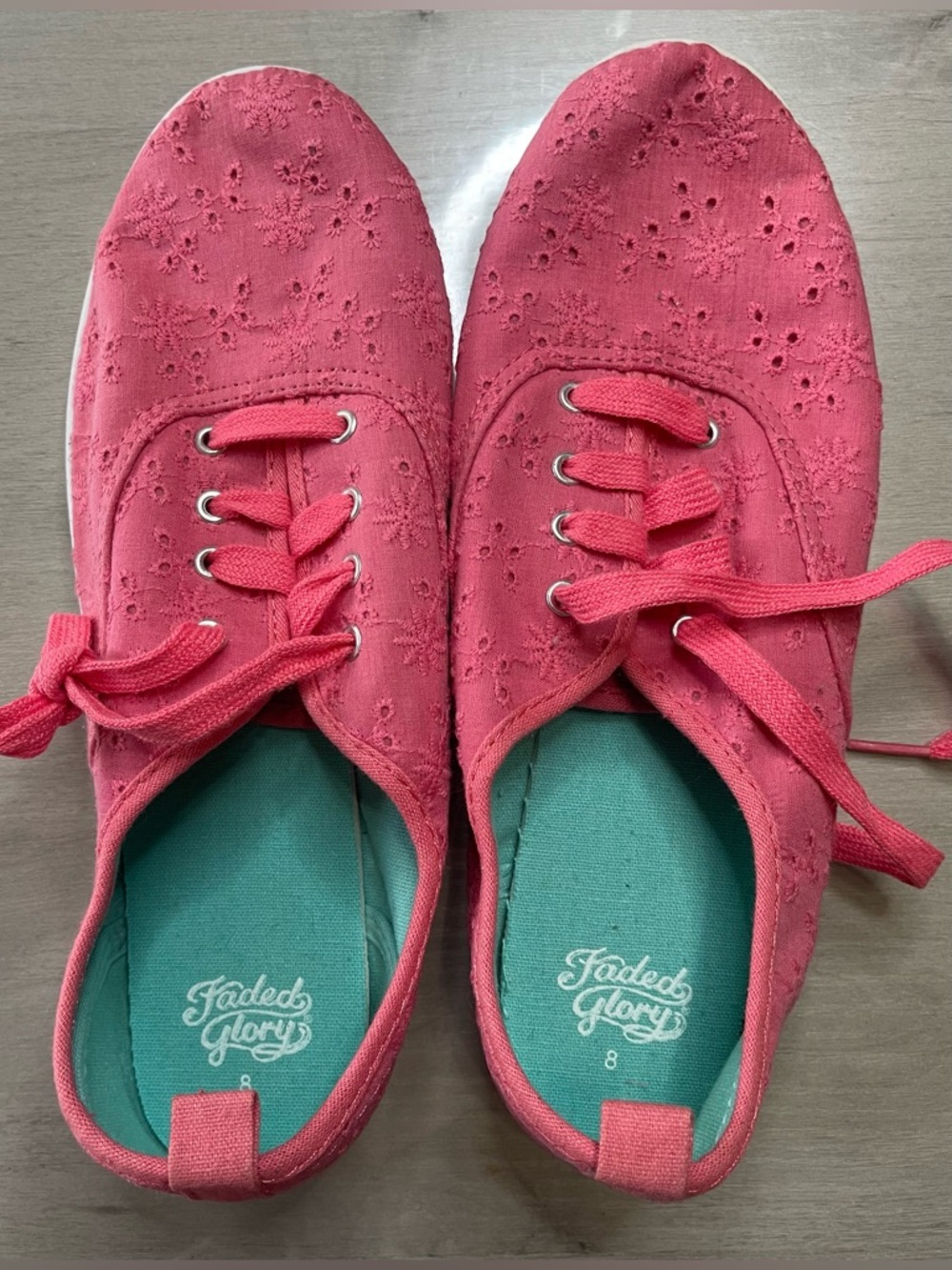 Faded Glory Women's Pink Eyelet Lace-Up Sneakers